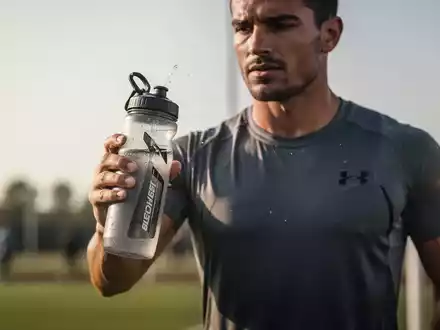 Sportler mit einer Trinkflasche während des Trainings zur Veranschaulichung der individuellen Flüssigkeitszufuhr. - Foto: über boerse-global.de