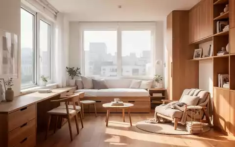 Modernes, minimalistisch eingerichtetes Apartment mit großen Fenstern und heller, freundlicher Atmosphäre. - Foto: über boerse-global.de