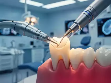Ein zahnmedizinisches Instrument neben einem Zahn, symbolisch für die Verbindung zwischen Mundgesundheit und Gehirnfunktion. - Foto: über boerse-global.de