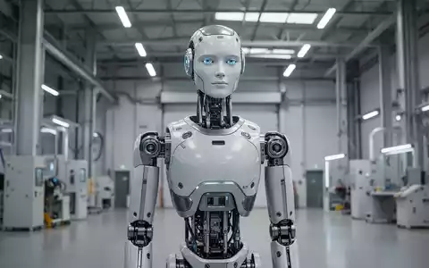 Ein hochmoderner humanoider Roboter in einer industriellen Produktionshalle. - Foto: über boerse-global.de