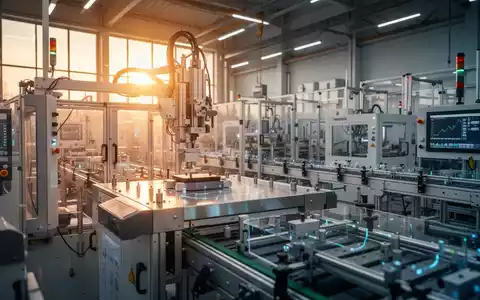 Moderne Produktionsanlagen in einer deutschen Industriehalle bei goldenem Licht als Symbol für wirtschaftliche Stabilität. - Foto: über boerse-global.de