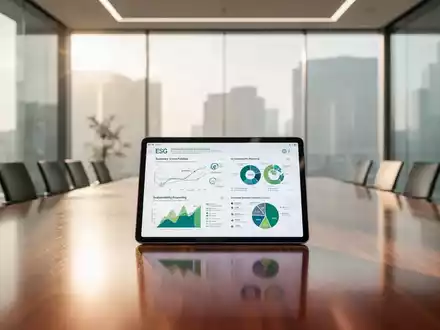 Ein Tablet mit ESG-Datenvisualisierungen auf einem Konferenztisch als Symbol für transparente Nachhaltigkeitsberichterstattung. - Foto: über boerse-global.de