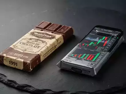 Vergleich eines historischen Schokoriegels von 1991 mit einer modernen Version zur Veranschaulichung der Shrinkflation. - Foto: über boerse-global.de