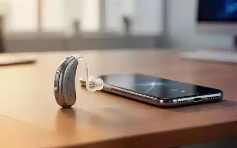 Ein modernes Hörgerät neben einem Smartphone auf einem Schreibtisch zur Veranschaulichung digitaler Konnektivität. - Foto: über boerse-global.de