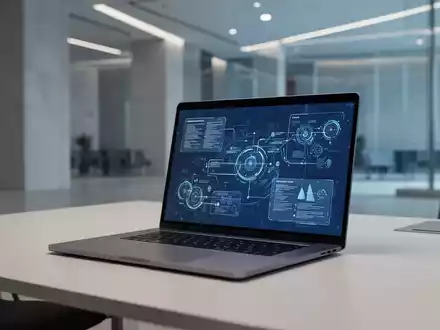 Moderner Büroarbeitsplatz mit Laptop, der digitale Dokumenten-Workflows für die E-Verwaltung anzeigt. - Foto: über boerse-global.de