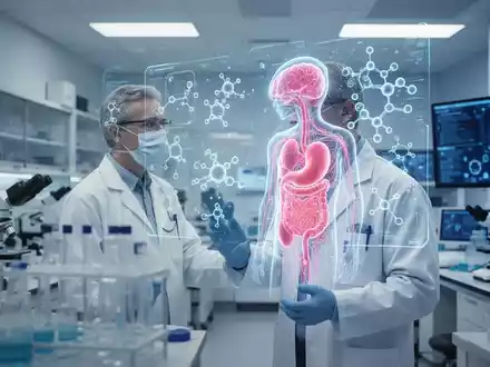 Ein Wissenschaftler analysiert in einem modernen Labor holografische Darstellungen menschlicher Organstrukturen zur Krebsforschung. - Foto: über boerse-global.de