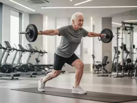 Eine ältere Person beim Krafttraining in einem modernen Fitnessstudio zur Veranschaulichung der körperlichen Fitness. - Foto: über boerse-global.de