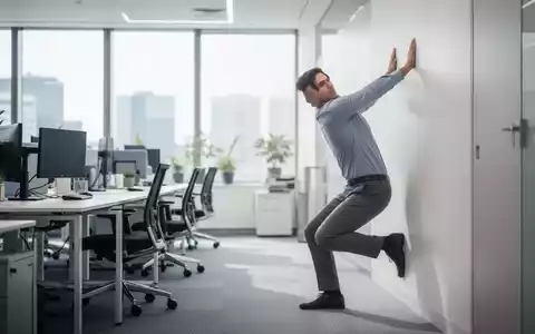 Eine Person führt in einem modernen Büro eine Dehnübung zur Entspannung des Rückens aus. - Foto: über boerse-global.de