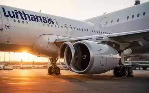 Ein Lufthansa-Passagierflugzeug steht bei goldenem Licht auf dem Rollfeld eines Flughafens. - Foto: über boerse-global.de