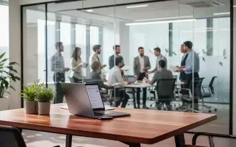 Modernes Büro mit Laptop und Grünpflanze, das eine nachhaltige und leistungsfähige Arbeitsumgebung symbolisiert. - Foto: über boerse-global.de