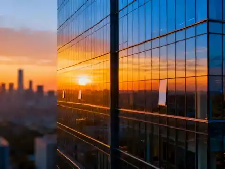 Moderner Bürokomplex bei Sonnenuntergang als Symbol für die Finanzmärkte - Foto: über boerse-global.de