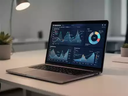 Ein moderner, minimalistischer Arbeitsplatz mit einem Laptop, auf dessen Bildschirm komplexe Datenanalysen zu sehen sind. - Foto: über boerse-global.de