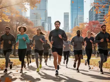 Eine Gruppe von Menschen joggt gemeinsam in einem Park, um körperliche Aktivität und Teamgeist zu fördern. - Foto: über boerse-global.de