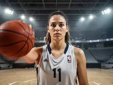 Basketballspielerin in einer modernen Arena, die sich konzentriert auf ihr Training vorbereitet. - Foto: über boerse-global.de