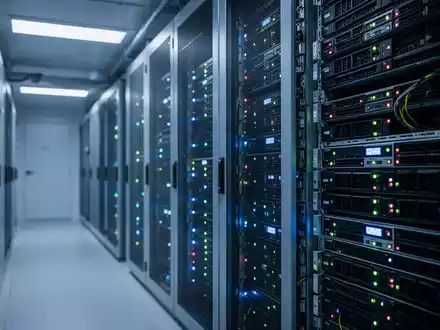 Moderne Server-Infrastruktur in einem Rechenzentrum mit leuchtenden Status-LEDs. - Foto: über boerse-global.de