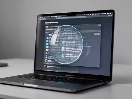 Ein Apple MacBook Pro zeigt eine vergrößerte Bildschirmanzeige, die die Zoom-Funktionalität der Software verdeutlicht. - Foto: über boerse-global.de