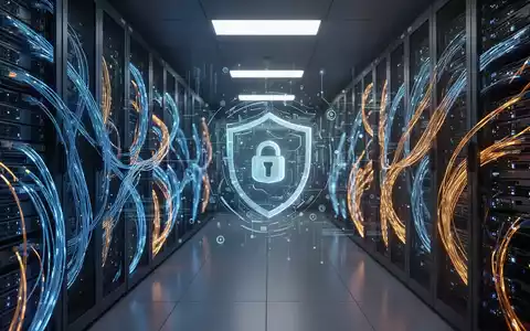 Abstrakte Visualisierung leuchtender digitaler Datenströme und Cybersicherheitsinfrastruktur in einem High-Tech-Serverraum. - Foto: über boerse-global.de