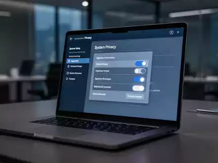 Nahaufnahme eines Laptop-Bildschirms mit Windows-11-Datenschutzeinstellungen und digitalen Schaltern zur Datenkontrolle. - Foto: über boerse-global.de