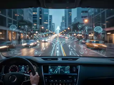 Abstrakte Darstellung einer urbanen Straßenszene aus der Perspektive eines Fahrers, die räumliches Denken symbolisiert. - Foto: über boerse-global.de