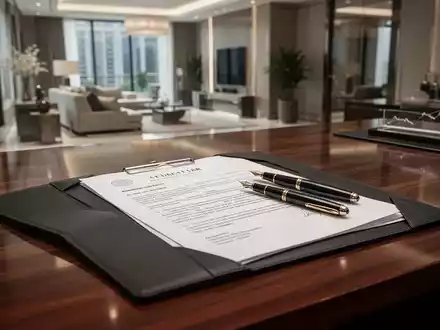 Modernes Wohngebäude und Dokumente auf einem Schreibtisch als Symbol für strategische Nachlassplanung bei Immobilien. - Foto: über boerse-global.de