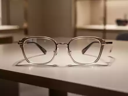 Hochwertige Brillengestelle auf einem minimalistischen Schreibtisch mit eleganter Beleuchtung - Foto: über boerse-global.de