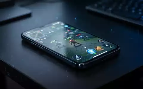 Modernes Smartphone mit verschwommener Benutzeroberfläche auf einem dunklen Schreibtisch, symbolisiert Cybersicherheit. - Foto: über boerse-global.de