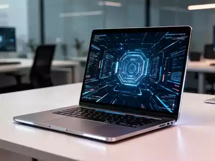 Ein schlankes, modernes Laptop auf einem professionellen Büroschreibtisch, das Hochleistungs-Hardware für autonome KI-Agenten repräsentiert. - Foto: über boerse-global.de
