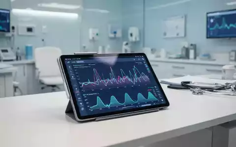 Ein Tablet mit medizinischen Analysedaten auf einem Schreibtisch in einer modernen Arztpraxis. - Foto: über boerse-global.de