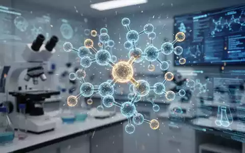 Digitale Visualisierung einer komplexen Molekülstruktur in einem modernen Forschungslabor zur medizinischen Wirkstoffanalyse. - Foto: über boerse-global.de