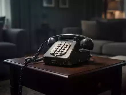 Ein analoges Telefon auf einem dunklen Holztisch in einem schummrig beleuchteten Raum. - Foto: über boerse-global.de