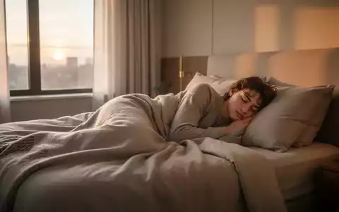 Ein junger Mensch schlĂ€ft friedlich in einem hellen, modern eingerichteten Schlafzimmer im sanften Morgenlicht. - Foto: ĂŒber boerse-global.de