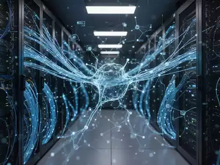 Abstrakte Darstellung digitaler Netzwerke und Serverinfrastruktur als Symbol für KI-Sicherheit und Cyber-Bedrohungen. - Foto: über boerse-global.de