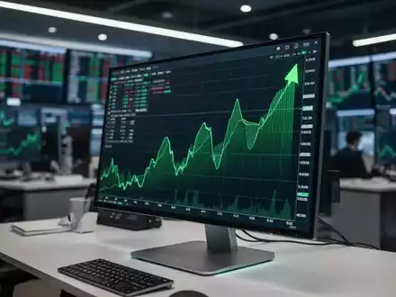Digitale Anzeigetafel mit steigenden KursverlĂ€ufen an der Börse - Foto: ĂŒber boerse-global.de