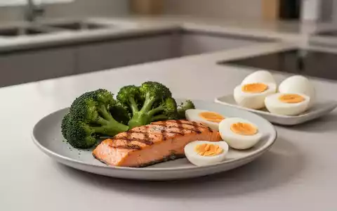 Gesunde Mahlzeit mit Proteinquellen wie Fisch und Eiern auf einem modernen Küchentresen. - Foto: über boerse-global.de