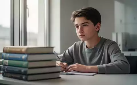 Ein nachdenkliches Kind an einem Schreibtisch mit Schulbüchern, das die psychische Belastung durch Leistungsdruck symbolisiert. - Foto: über boerse-global.de