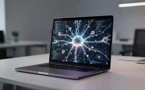 Ein moderner Laptop mit abstrakten Datenvisualisierungen in einem professionellen Büro-Setting. - Foto: über boerse-global.de