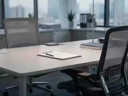 Ein aufgeräumter, moderner Büroarbeitsplatz mit ergonomischem Stuhl und Notizblock, der eine Atmosphäre von Struktur und Ruhe vermittelt. - Foto: über boerse-global.de