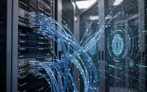 Abstrakte Darstellung von Serverinfrastruktur und digitalen Datenströmen als Symbol für Cybersicherheit. - Foto: über boerse-global.de