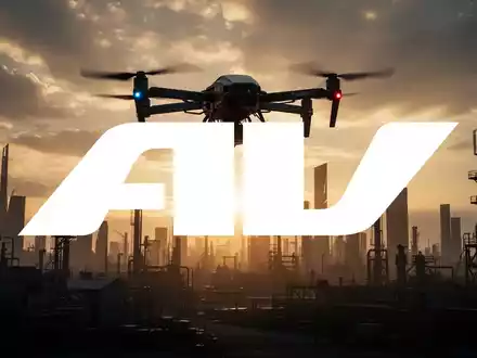 Abstrakte Darstellung von Drohnentechnologie und Luftfahrtindustrie vor einem dramatischen Himmel bei Sonnenuntergang. - Foto: über boerse-global.de