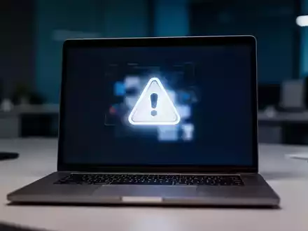 Ein Laptop-Bildschirm mit einem unscharfen digitalen Sicherheitssymbol in einer professionellen Büroumgebung. - Foto: über boerse-global.de