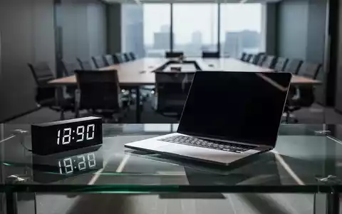 Ein moderner, minimalistischer Büroarbeitsplatz mit Laptop und digitaler Uhr, der die Debatte um flexible Arbeitszeiten symbolisiert. - Foto: über boerse-global.de