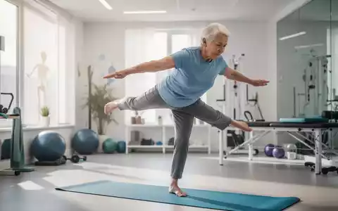 Eine ältere Person beim gezielten Gleichgewichtstraining in einem hellen Physiotherapiestudio. - Foto: über boerse-global.de