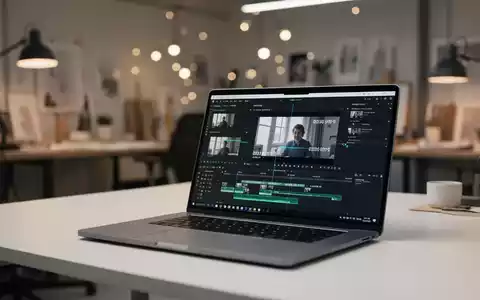 Ein Laptop-Bildschirm mit Videobearbeitungssoftware und Zeitstempel-Kommentaren in einem modernen, professionellen Büro. - Foto: über boerse-global.de