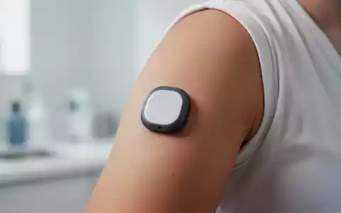 Ein am Oberarm befestigter Glukose-Sensor zur kontinuierlichen Messung vor einem unscharfen Hintergrund. - Foto: über boerse-global.de