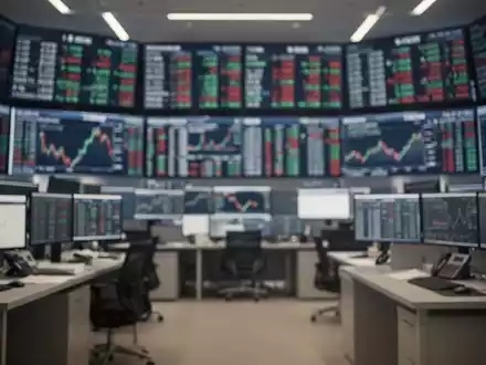 Abstraktes Finanzbild mit verschwommenen Börsendaten auf digitalen Bildschirmen. - Foto: über boerse-global.de