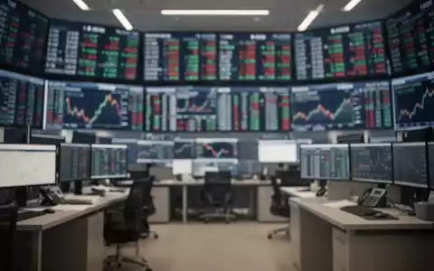Abstraktes Finanzbild mit verschwommenen Börsendaten auf digitalen Bildschirmen. - Foto: über boerse-global.de
