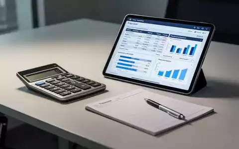 Ein moderner Schreibtisch mit Taschenrechner, Tablet und Notizblock als Symbol für Lohnabrechnung und Mindestlohn. - Foto: über boerse-global.de