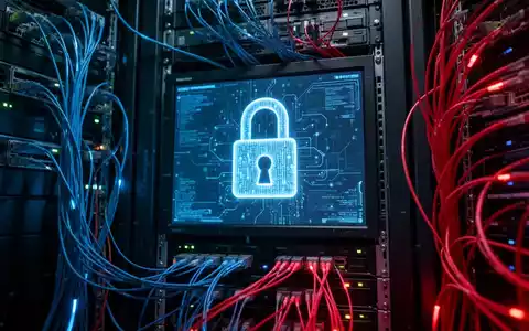 Digitale Darstellung eines Serverraums mit einem Vorhängeschloss-Symbol zur Visualisierung einer Ransomware-Bedrohung. - Foto: über boerse-global.de