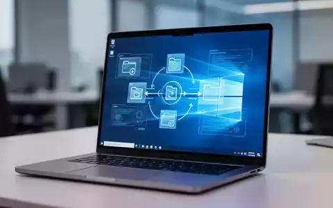 Nahaufnahme eines modernen Laptop-Bildschirms mit digitalen Interface-Elementen für Softwareverwaltung und Cloud-Sync. - Foto: über boerse-global.de
