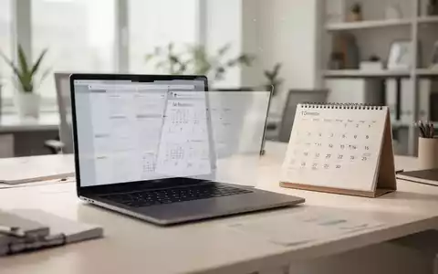Ein moderner Schreibtisch mit Laptop und digitalem Kalender als Symbol für die Flexibilisierung der Arbeitszeit. - Foto: über boerse-global.de